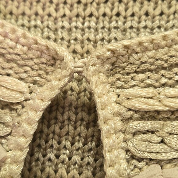 Chicos Ravishing Ruffles Open Front Cardigan Cream Metallic Striped Knit 0 / S / - Picture 8 of 10